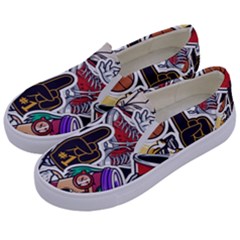 Vintage College Colorful Seamless Pattern Kids  Canvas Slip Ons by Amaryn4rt