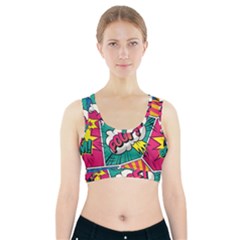 Comic Colorful Seamless Pattern Sports Bra With Pocket