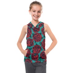 Vintage Floral Colorful Seamless Pattern Kids  Sleeveless Hoodie by Amaryn4rt