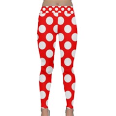 Large White Polka Dots Pattern, Retro Style, Pinup Pattern Classic Yoga Leggings by Casemiro