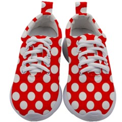 Large White Polka Dots Pattern, Retro Style, Pinup Pattern Kids Athletic Shoes by Casemiro