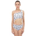 Dog paws pattern, black and white vector illustration, animal love theme Spliced Up Two Piece Swimsuit View1