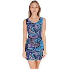 Blue Swirl Pattern Bodycon Dress by designsbymallika