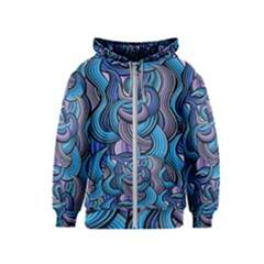 Blue Swirl Pattern Kids  Zipper Hoodie by designsbymallika