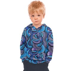 Blue Swirl Pattern Kids  Overhead Hoodie by designsbymallika