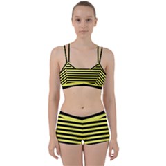 Wasp Stripes Pattern, Yellow And Black Lines, Bug Themed Perfect Fit Gym Set by Casemiro