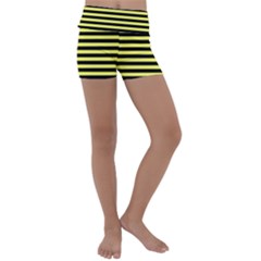 Wasp Stripes Pattern, Yellow And Black Lines, Bug Themed Kids  Lightweight Velour Yoga Shorts by Casemiro