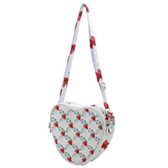 Poppies Pattern, Poppy Flower Symetric Theme, Floral Design Heart Shoulder Bag by Casemiro