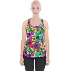 Hibiscus Flowers Pattern, Floral Theme, Rainbow Colors, Colorful Palette Piece Up Tank Top by Casemiro