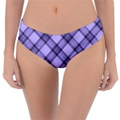 Pastel Purple And Steel Black Lines Pattern, Retro Tartan, Classic Plaid Reversible Classic Bikini Bottoms by Casemiro