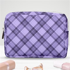 Pastel Purple And Steel Black Lines Pattern, Retro Tartan, Classic Plaid Make Up Pouch (medium)