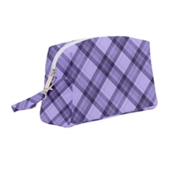 Pastel Purple And Steel Black Lines Pattern, Retro Tartan, Classic Plaid Wristlet Pouch Bag (medium) by Casemiro