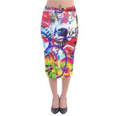 Crazy Grafitti Velvet Midi Pencil Skirt by essentialimage