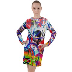 Crazy Grafitti Long Sleeve Hoodie Dress