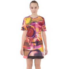 Fractured Colours Sixties Short Sleeve Mini Dress by helendesigns