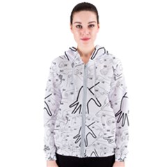 Hands Reference Art Drawing Women s Zipper Hoodie by Mariart