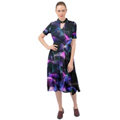 Abstract Atom Background Keyhole Neckline Chiffon Dress by Mariart