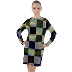 Circle Checks Long Sleeve Hoodie Dress by Sparkle