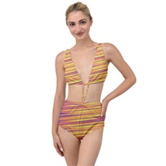 Orange Strips Tied Up Two Piece Swimsuit