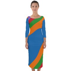 Rainbow Road Quarter Sleeve Midi Bodycon Dress by Sparkle