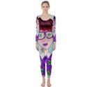 Purple Glasses Girl Wall Long Sleeve Catsuit View1