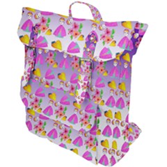 Girl With Hood Cape Heart Lemon Patternpurple Ombre Buckle Up Backpack