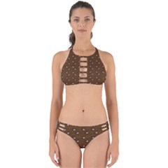 Zodiac Bat Pink Brown Perfectly Cut Out Bikini Set