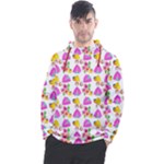 Girl With Hood Cape Heart Lemon Pattern White Men s Pullover Hoodie