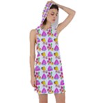 Girl With Hood Cape Heart Lemon Pattern White Racer Back Hoodie Dress