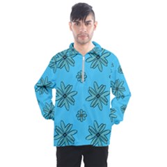 Blue Repeat Pattern Men s Half Zip Pullover by emmamatrixworm