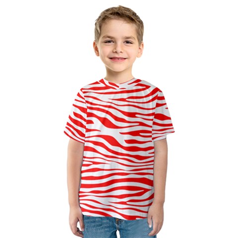 Red And White Zebra Kids  Sport Mesh Tee by Angelandspot