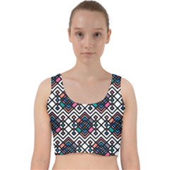 Boho Geometric Velvet Racer Back Crop Top by tmsartbazaar