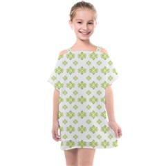 Bright Leaves Motif Print Pattern Design Kids  One Piece Chiffon Dress by dflcprintsclothing