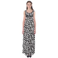 Leopard Spots, White, Brown Black, Animal Fur Print Empire Waist Maxi Dress by Casemiro