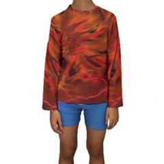 Fire Lion Flame Light Mystical Kids  Long Sleeve Swimwear by HermanTelo