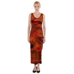 Fire Lion Flame Light Mystical Fitted Maxi Dress by HermanTelo