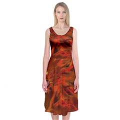 Fire Lion Flame Light Mystical Midi Sleeveless Dress by HermanTelo