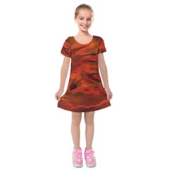 Fire Lion Flame Light Mystical Kids  Short Sleeve Velvet Dress by HermanTelo