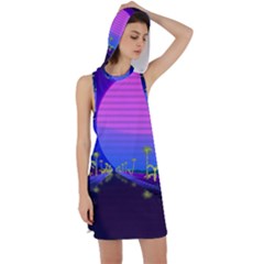 Blue Club Racer Back Hoodie Dress