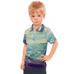 Landscape Mountains Lake River Kids  Polo Tee