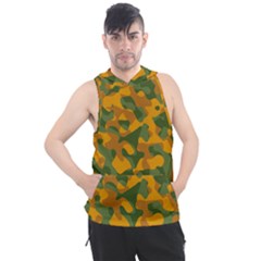 Green And Orange Camouflage Pattern Men s Sleeveless Hoodie by SpinnyChairDesigns