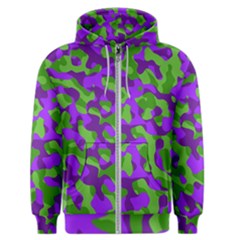 Purple And Green Camouflage Men s Zipper Hoodie by SpinnyChairDesigns