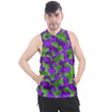 Purple and Green Camouflage Men s Sleeveless Hoodie View1