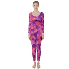 Pink And Purple Camouflage Long Sleeve Catsuit by SpinnyChairDesigns