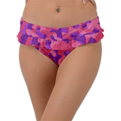 Pink And Purple Camouflage Frill Bikini Bottom by SpinnyChairDesigns