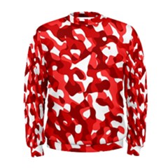 Red And White Camouflage Pattern Men s Sweatshirt by SpinnyChairDesigns