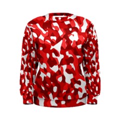 Red And White Camouflage Pattern Women s Sweatshirt by SpinnyChairDesigns