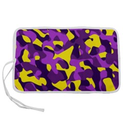 Purple And Yellow Camouflage Pattern Pen Storage Case (m) by SpinnyChairDesigns