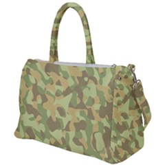 Light Green Brown Yellow Camouflage Pattern Duffel Travel Bag by SpinnyChairDesigns