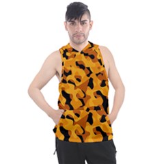 Orange And Black Camouflage Pattern Men s Sleeveless Hoodie